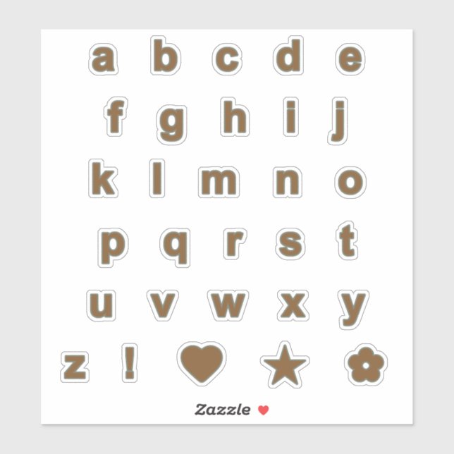Bronze and Sage Colour Letters Alphabet Monogram (Sheet)