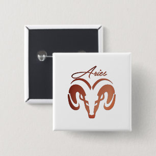 Bronze Aries the Ram Zodiac 2 Inch Square Button