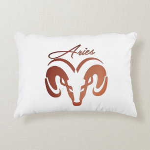 Bronze Aries the Ram Zodiac Accent Pillow