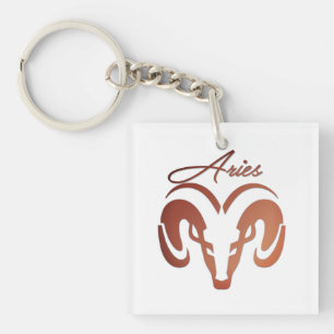 Bronze Aries the Ram Zodiac Keychain