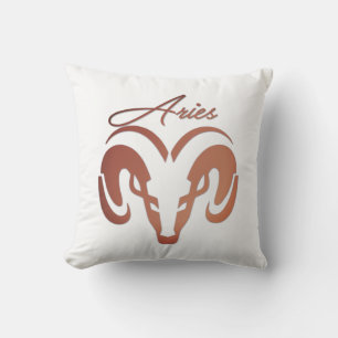 Bronze Aries the Ram Zodiac Outdoor Pillow