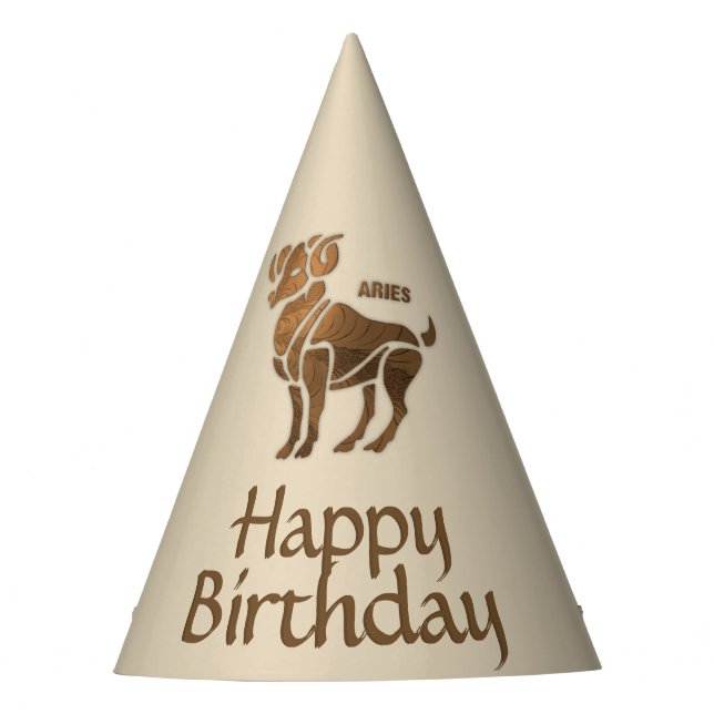 Bronze Aries Zodiac Party Hat (Front)