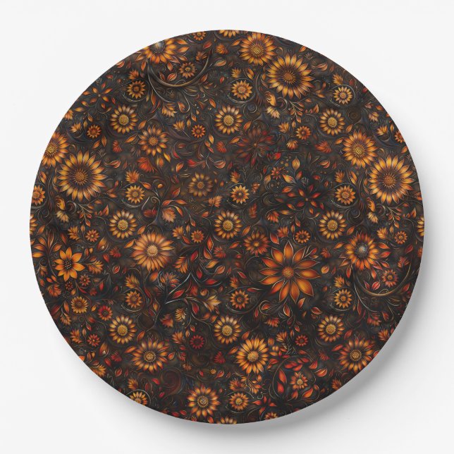 Bronze Autumn Vines Paper Plate (Front)