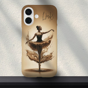 Bronze Ballerina Splash Custom Initials Ballet  iPhone 16 Case