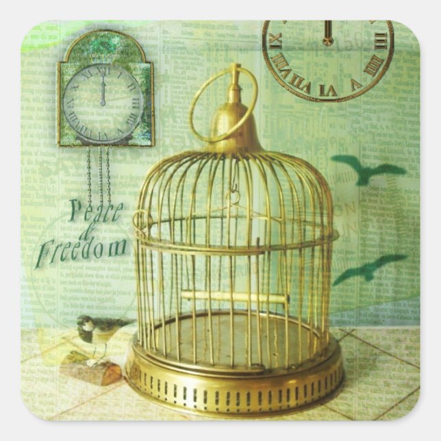 Bronze Birdcage Square Sticker (Front)