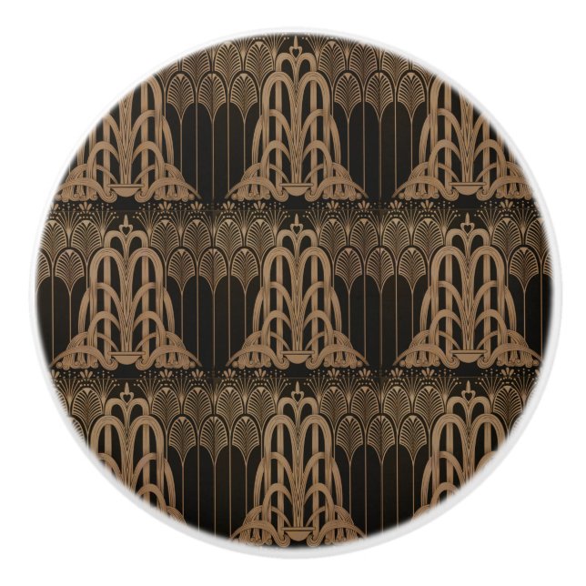 Bronze,black,art deco, art nouveau, floral,pattern ceramic knob (Front)