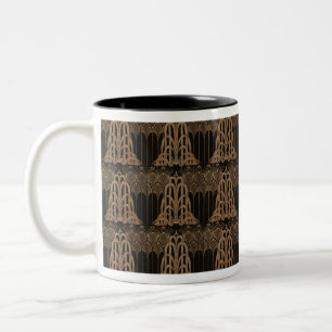 Bronze,black,art deco, art nouveau, floral,pattern Two-Tone coffee mug