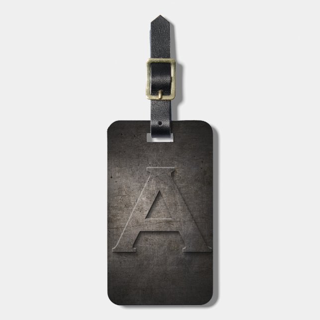 Bronze Black Metal A Monogram Luggage Tag (Front Vertical)