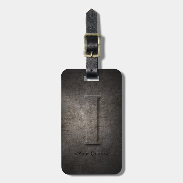 Bronze Black Metal I Monogram Travel Luggage Tag (Front Vertical)