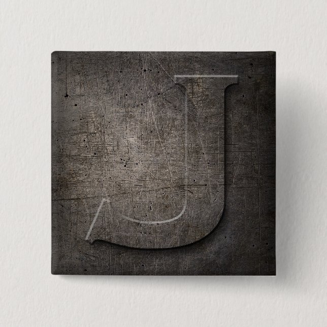Bronze Black Metal J Monogram square Button (Front)