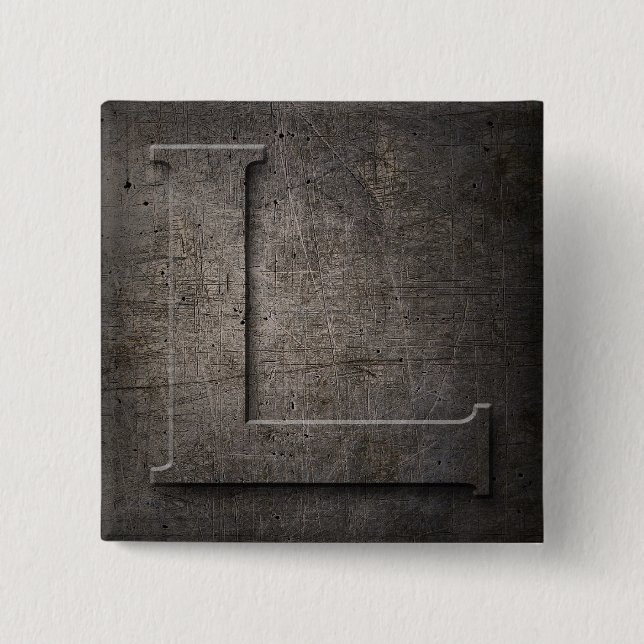 Bronze Black Metal L Monogram square Button (Front)