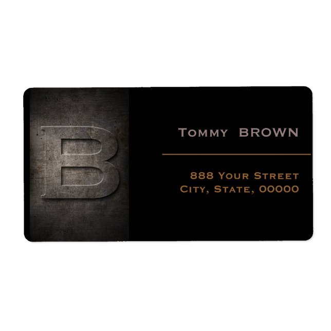 Bronze Black Metal Monogram B Address Label (Front)