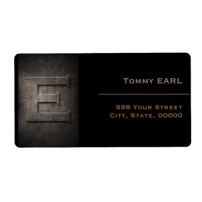 Bronze Black Metal Monogram E Address Label (Front)