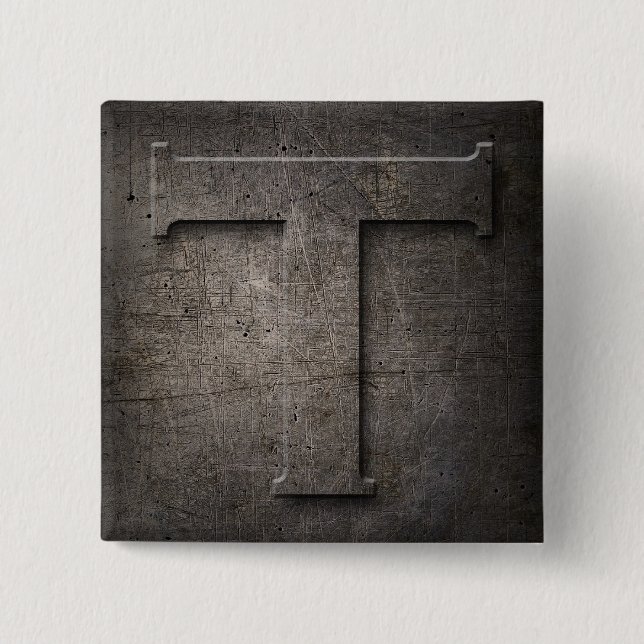 Bronze Black Metal T Monogram square Button (Front)