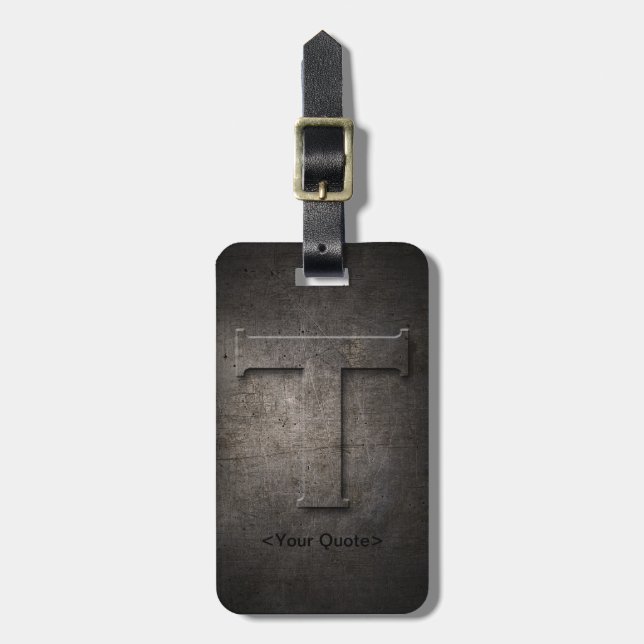Bronze Black Metal T Monogram Travel Luggage Tag (Front Vertical)