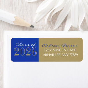 Bronze & Blue Graduation Return Address Labels