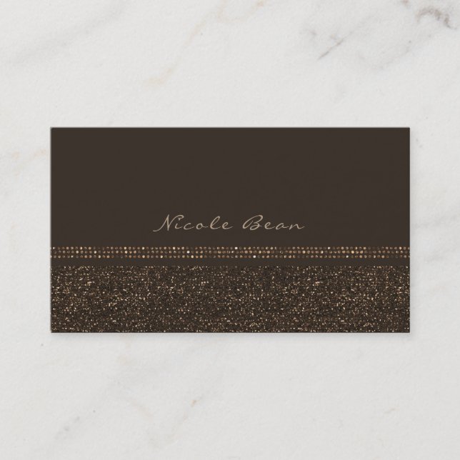 Bronze Brown Chic Sparkling Glam Elegant Custom Business Card (Front)