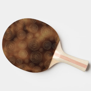 Bronze Brown Colour Irregular Circle Golden Swirls Ping Pong Paddle