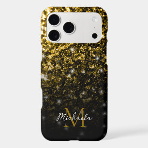 Bronze brown copper faux glitter sparkles Monogram