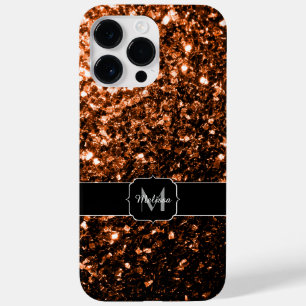 Bronze brown copper faux glitters sparkle Monogram Case-Mate iPhone 14 Pro Max Case