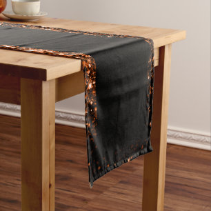 Bronze brown copper faux glitters sparkles black long table runner