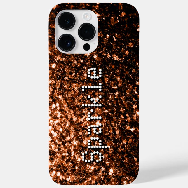 Bronze brown copper faux glitters sparkles Text Case-Mate iPhone Case (Back)
