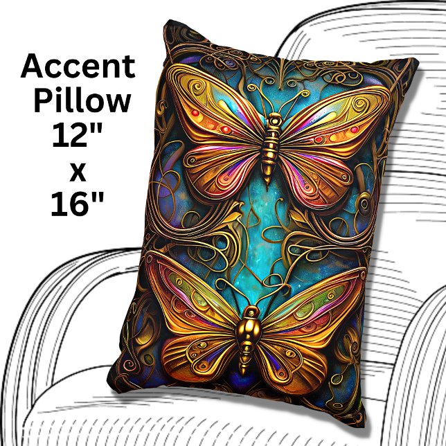 Bronze Butterflies on Aqua Blue   Accent Pillow (Creator Uploaded)