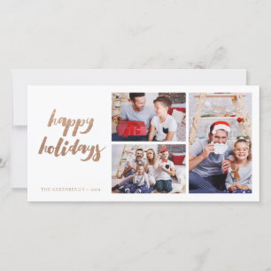 Bronze Christmas Holiday White 3 Frame Photo