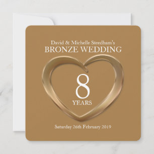 Bronze coeur mariage 8 ans invitation de fête