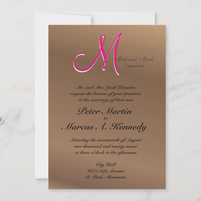 Bronze Copper Pecan Oak Customizable Dark Invitation (Back)
