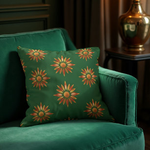 Bronze & Copper Radiance - Luxe Deco Sunburst Throw Pillow