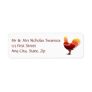 Bronze Copper Rooster Chicken Custom Address Label