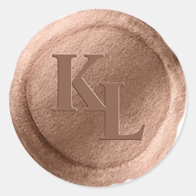 Bronze Copper Wax Seal Initials Envelope Sticker (Front)