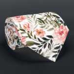 Bronze Coral Summer Floral Watercolor Flowers Tie<br><div class="desc">Featuring watercolor peony flowers with lush botanical green foliage. Sweet as a sunset on a summer evening, coral offers depth that is simply intoxicating. Coral and light pink intertwined with organic greens and blues speak to backyard barbeques, summer peonies, or a walk through a cool foggy forest. Great for a...</div>