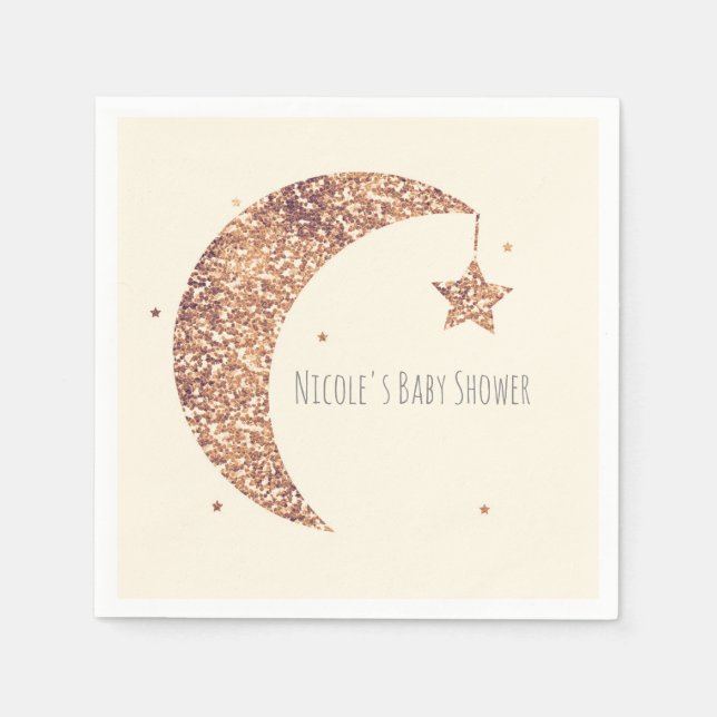 Bronze Cream Moon & Stars Baby Shower Napkin (Front)