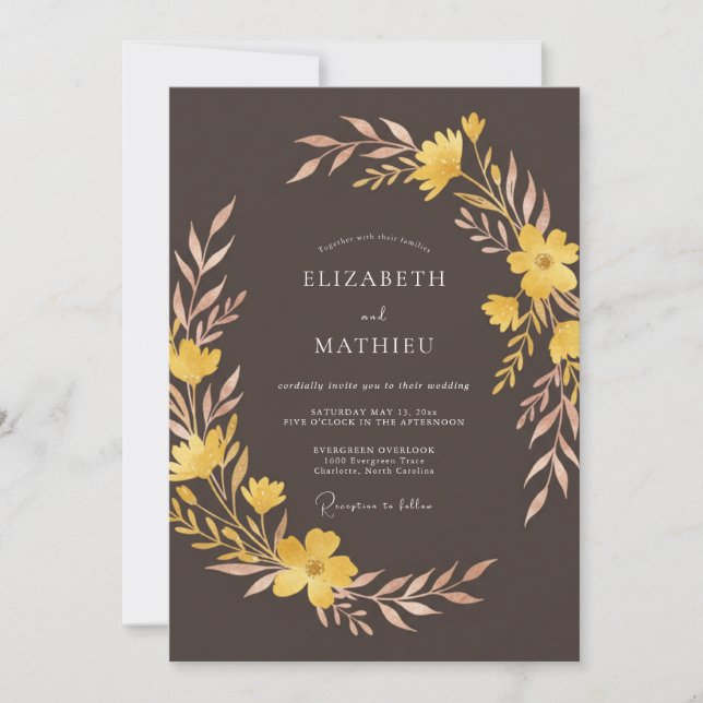 Bronze Earthy Autumn Wedding Invitation (Front)