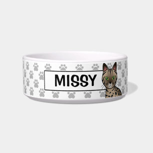 Bronze Egyptian Mau Cartoon Illustration & Name Bowl