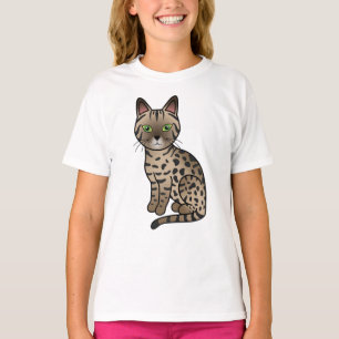 Bronze Egyptian Mau Cute Cartoon Cat Illustration T-Shirt