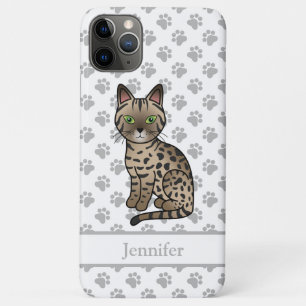 Bronze Egyptian Mau Cute Cartoon Cat & Name iPhone 11 Pro Max Case