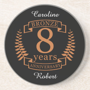 Bronze eighth wedding anniversary 8 years coaster