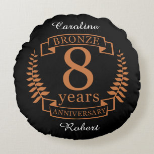 Bronze eighth wedding anniversary 8 years round pillow