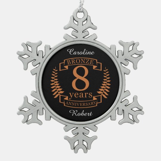 Bronze eighth wedding anniversary 8 years snowflake pewter christmas