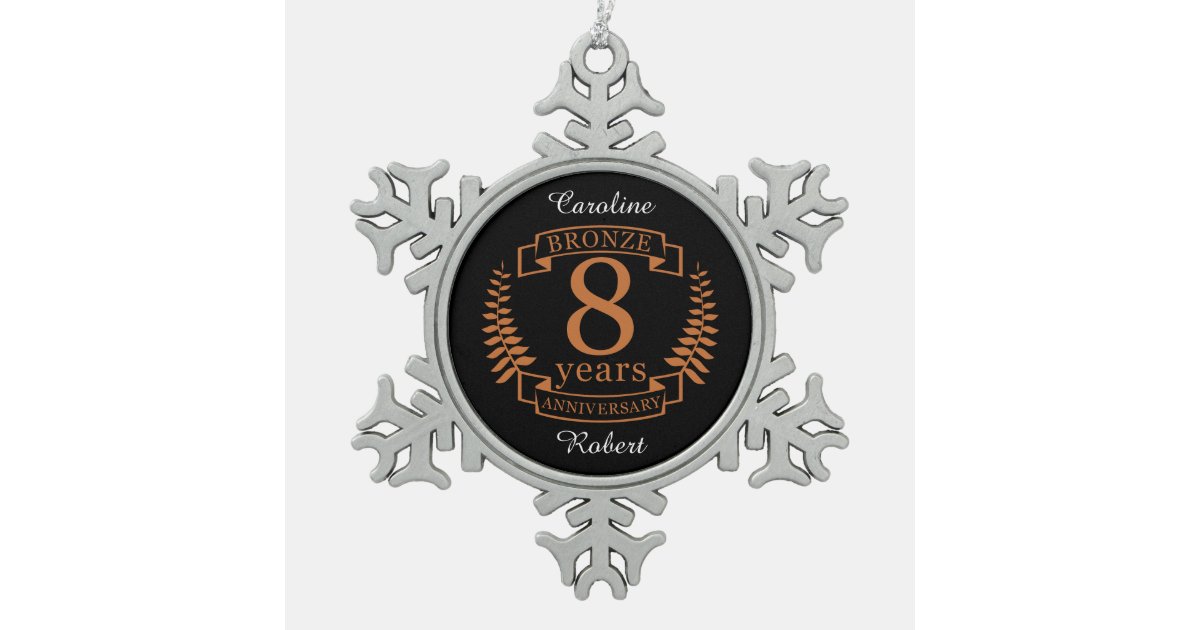 Bronze eighth wedding anniversary 8 years snowflake pewter christmas
