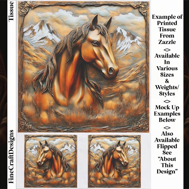 Bronze Embossed Mountain Horse EK7R Decoupage Tissue Paper (Creator Uploaded)