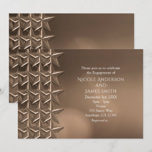 Bronze Étoiles de cuivre Bokeh Invitations Fiançai