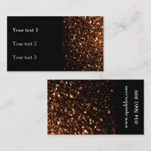 Bronze faux shiny glitter sparkles and black business card