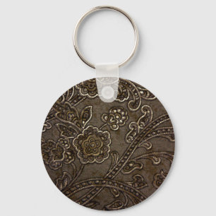 Bronze Floral Relief Keychain