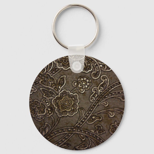 Bronze Floral Relief Keychain (Front)