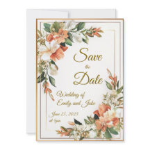 Bronze Florals Save the Date