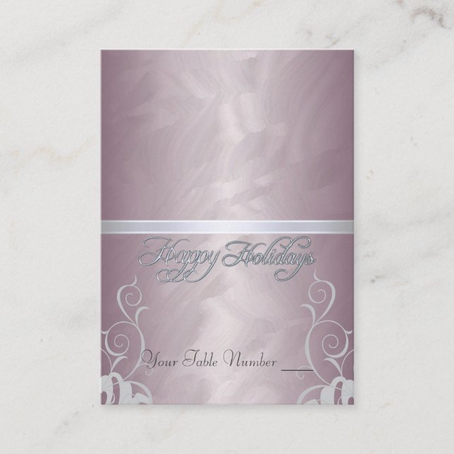 Bronze Foil Silver Ribbon Holiday Table Placecard (Front)